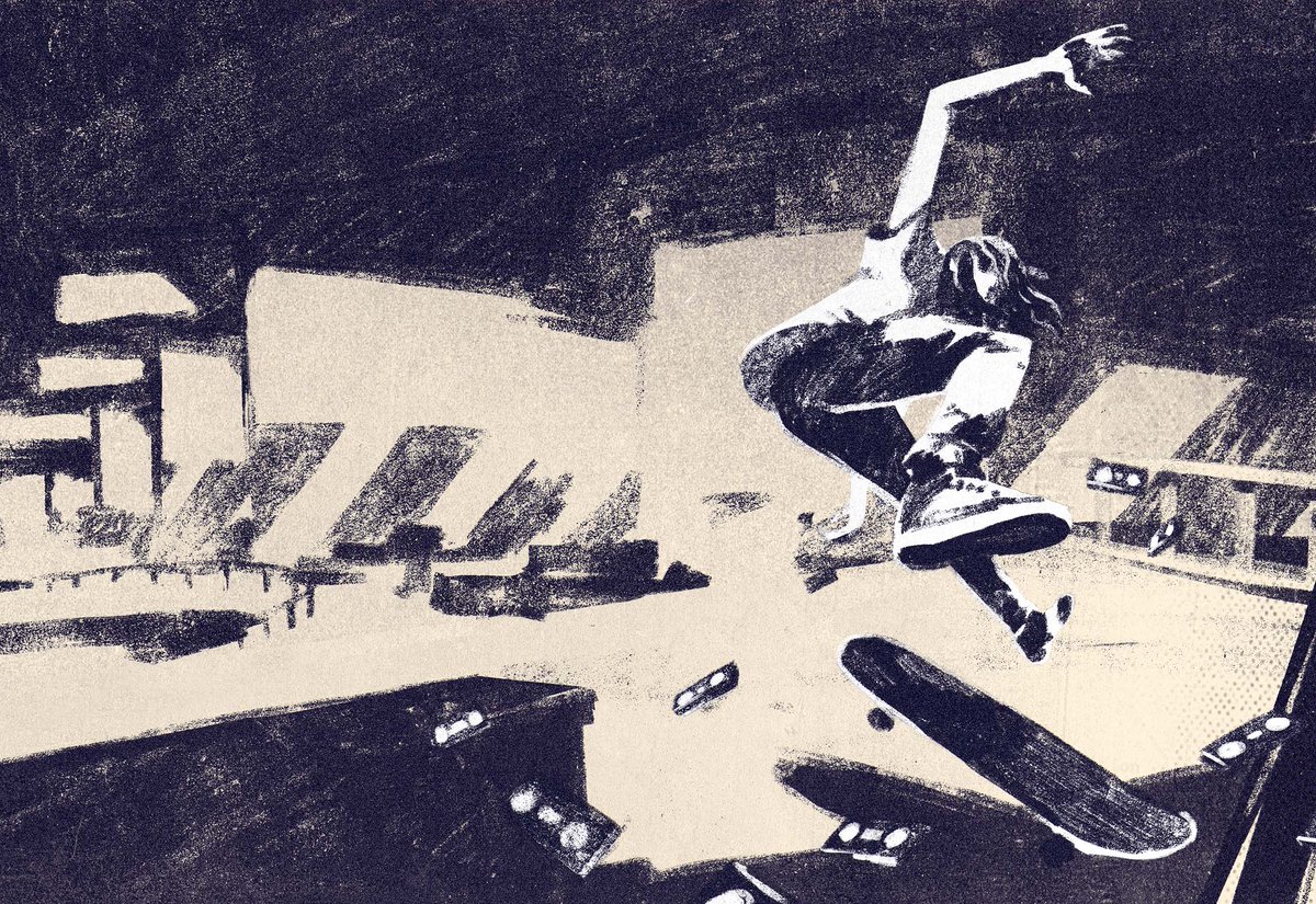 Generation Tony Hawk How a genre busting PlayStation game shaped the UK skate scene, for Read Only Memory, by Hannah Nicklin, Illustrations by Gabriele Brombin